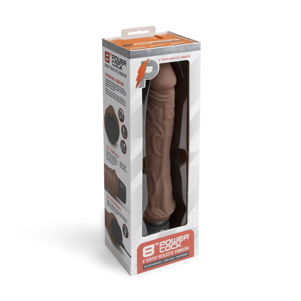 Коричневый вибратор-реалистик 8  Girthy Realistic Vibrator - 24,5 см. Коричневый вибратор-реалистик 8  Girthy Realistic Vibrator - 24,5 см.
