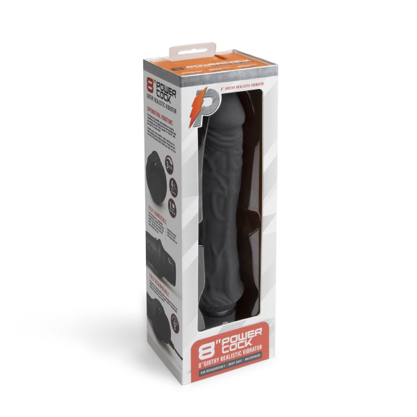 Черный вибратор-реалистик 8  Girthy Realistic Vibrator - 24,5 см. Черный вибратор-реалистик 8  Girthy Realistic Vibrator - 24,5 см.