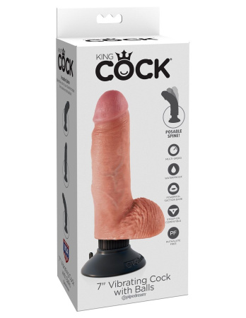 Телесный вибратор с мошонкой и съемной присоской 7  Vibrating Cock with Balls - 17,8 см. Телесный вибратор с мошонкой и съемной присоской 7  Vibrating Cock with Balls - 17,8 см.