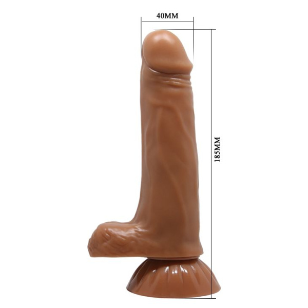 Коричневый вибратор с вращением и поступательными движениями Easton - 18,5 см. Коричневый вибратор с вращением и поступательными движениями Easton - 18,5 см.